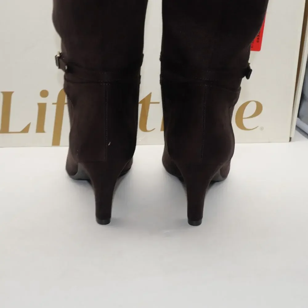 NEW LifeStride Women's 9.5 Guild Knee High WIDE CALF Heeled Boots  Brown - Picture 7 of 12